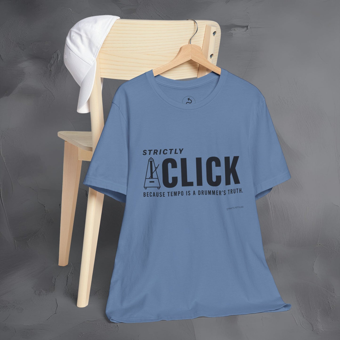 Strictly Click T-Shirt – Drum & Rhythm Graphic Tee - Tempo Is the Drummer’s Truth