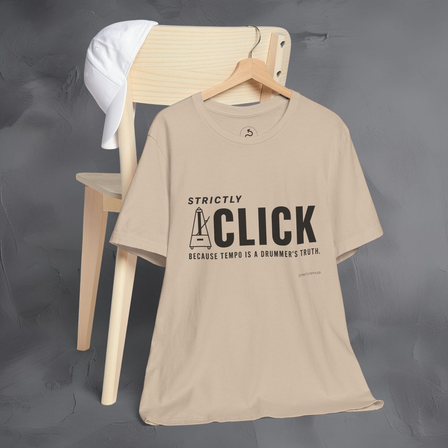Strictly Click T-Shirt – Drum & Rhythm Graphic Tee - Tempo Is the Drummer’s Truth