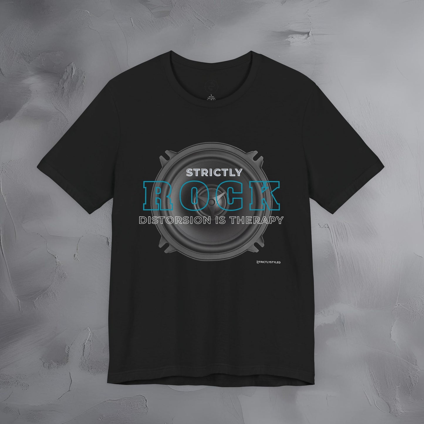 Strictly Rock T-Shirt – Guitar & Band Graphic Tee - Distortion Is Therapy