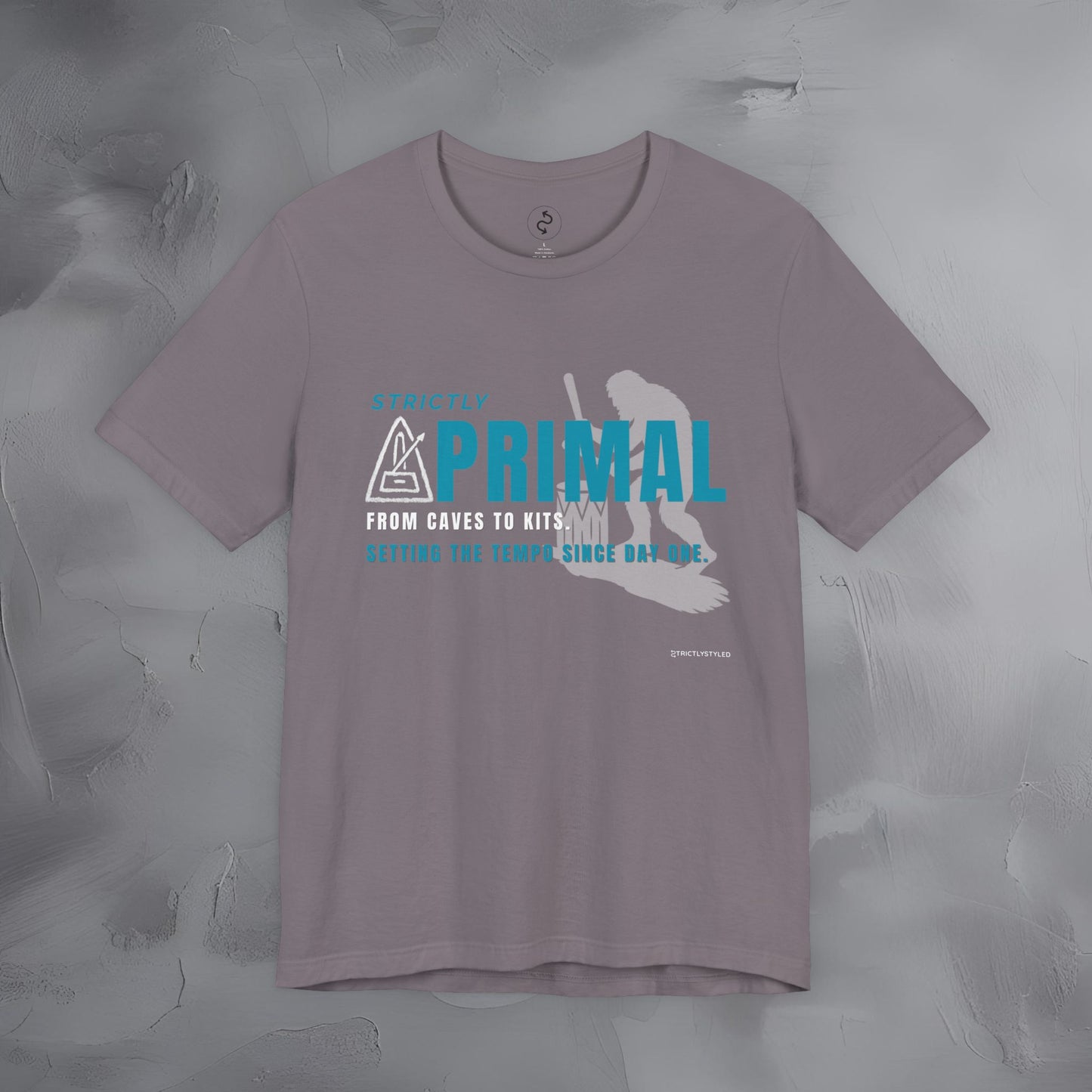 Strictly Primal T-Shirt – Drum & Rhythm Graphic Tee - From Cave to Kits