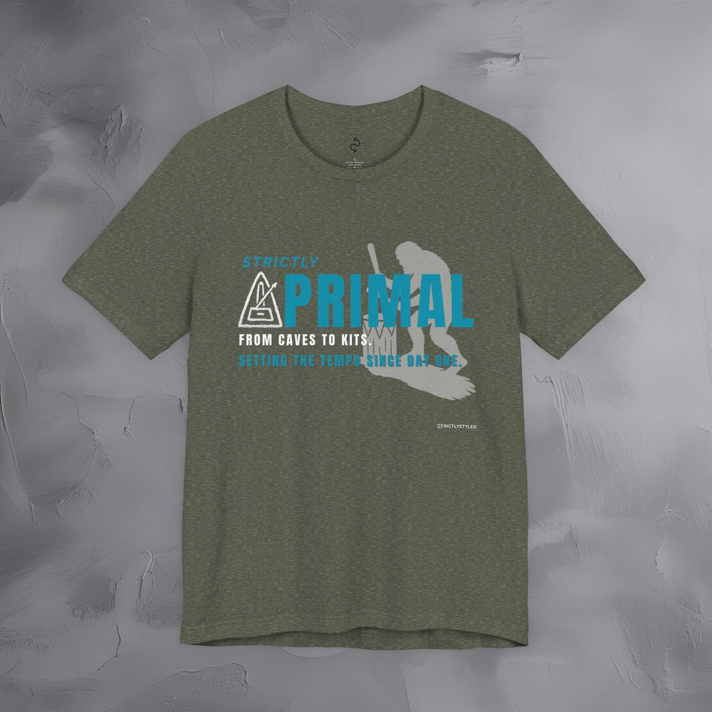 Strictly Primal T-Shirt – Drum & Rhythm Graphic Tee - From Cave to Kits