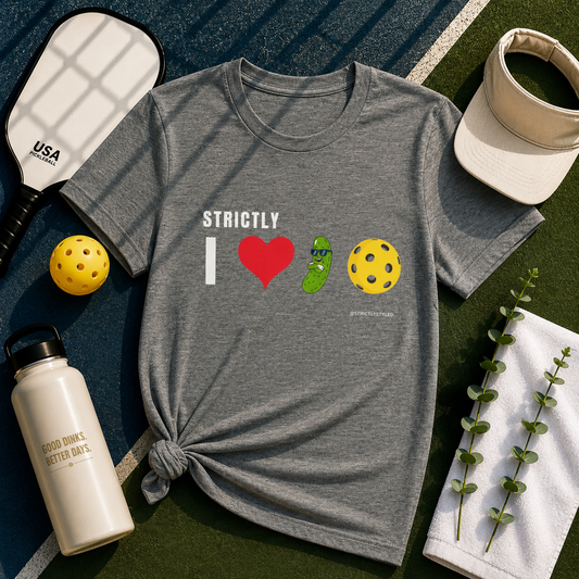 Strictly I Love Pickleball T-Shirt – Fun Pickle & Ball Graphic Tee