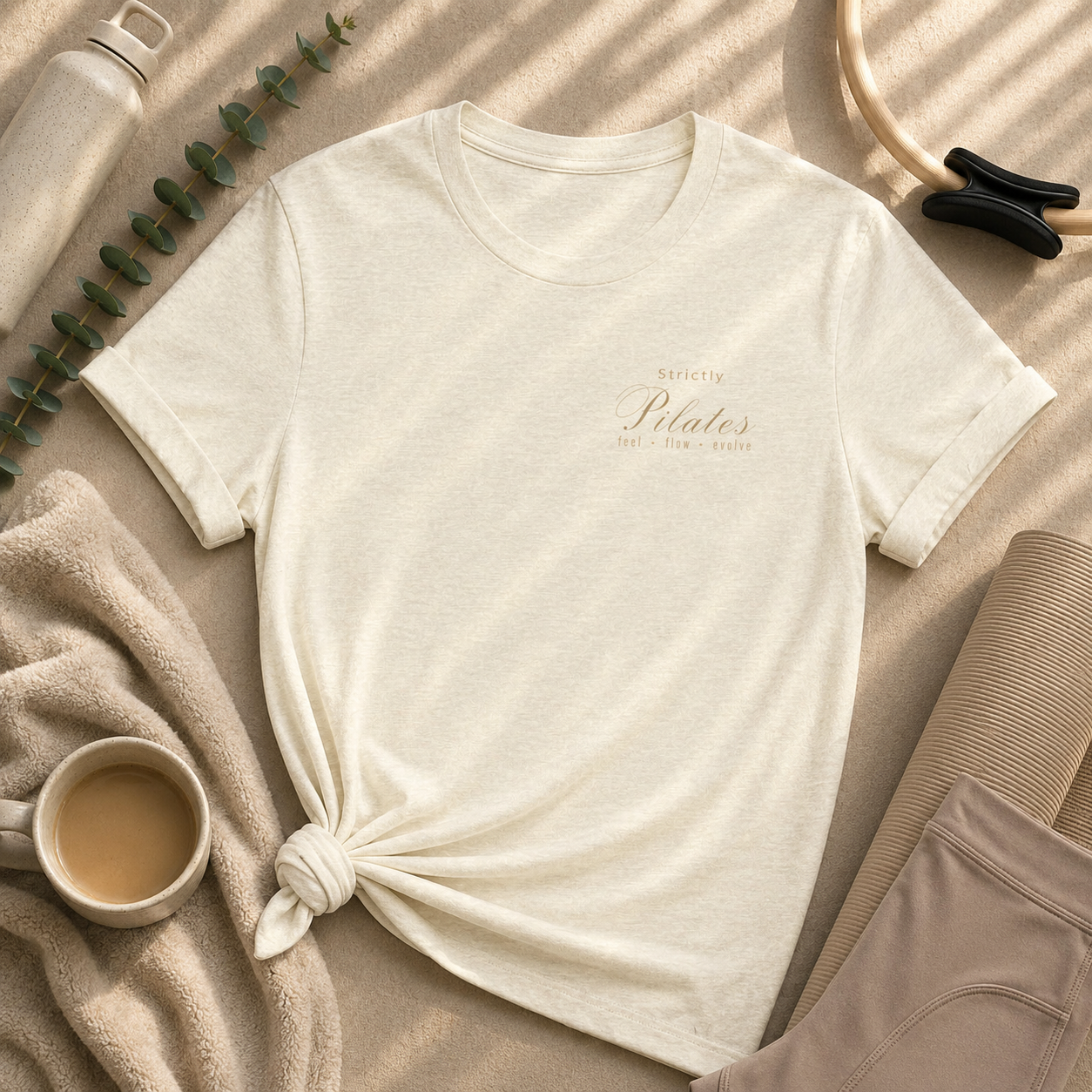 Strictly Pilates Shirt | Feel Flow Evolve Tee | Wellness Movement Apparel